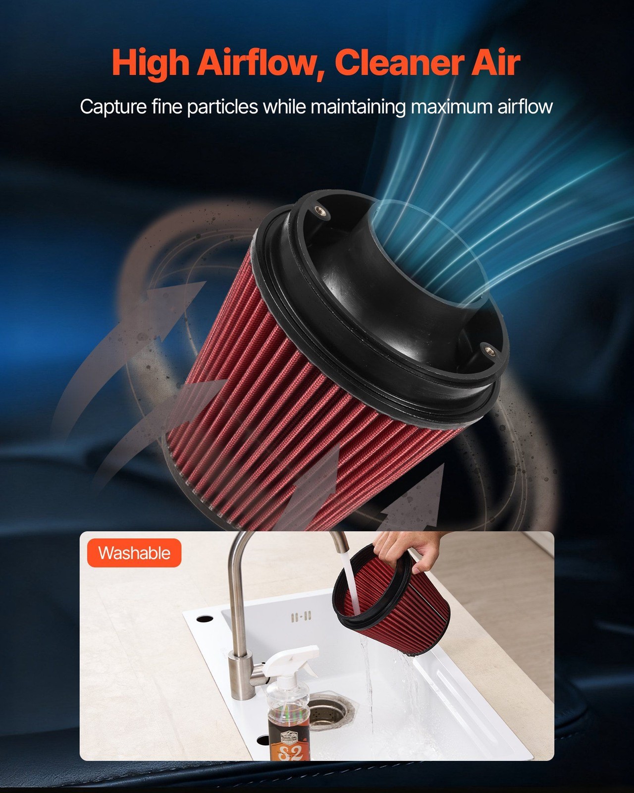 Cold Air Intake 3.5in w/Heat Shield for 2009-2013 GM 4.8L 5.3L 6.2L Trucks