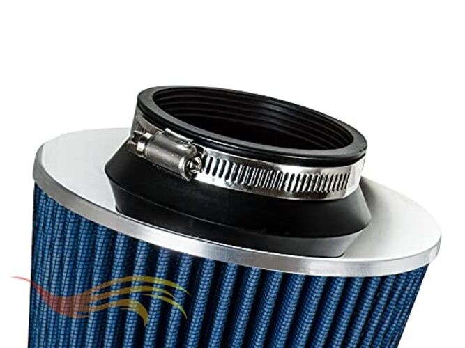 BLUE Cold Air Intake Cone Replacement Performance Washable Clamp Standard 2.5″