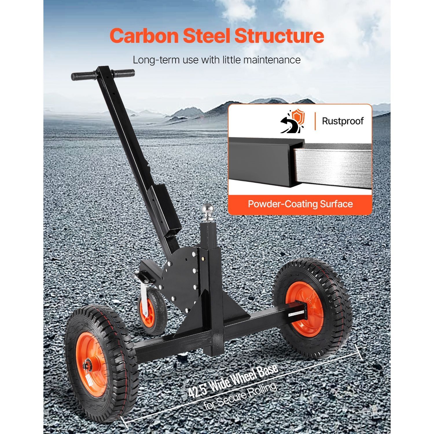 Heavy-Duty Trailer Dolly, 1500lbs Tongue Weight Capacity, 2 in 1 Trailer Mover w