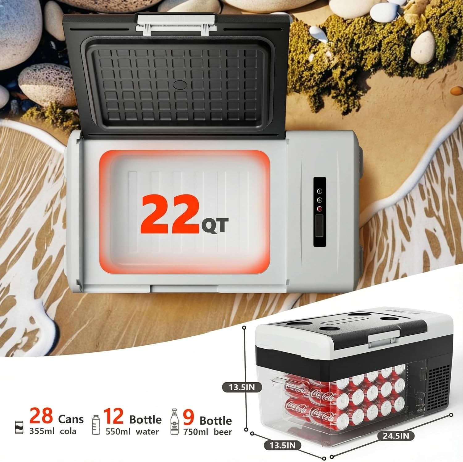 12 Volt Refrigerator, 32QT(30L) Compressor Electric Cooler, 12V fridge -4℉