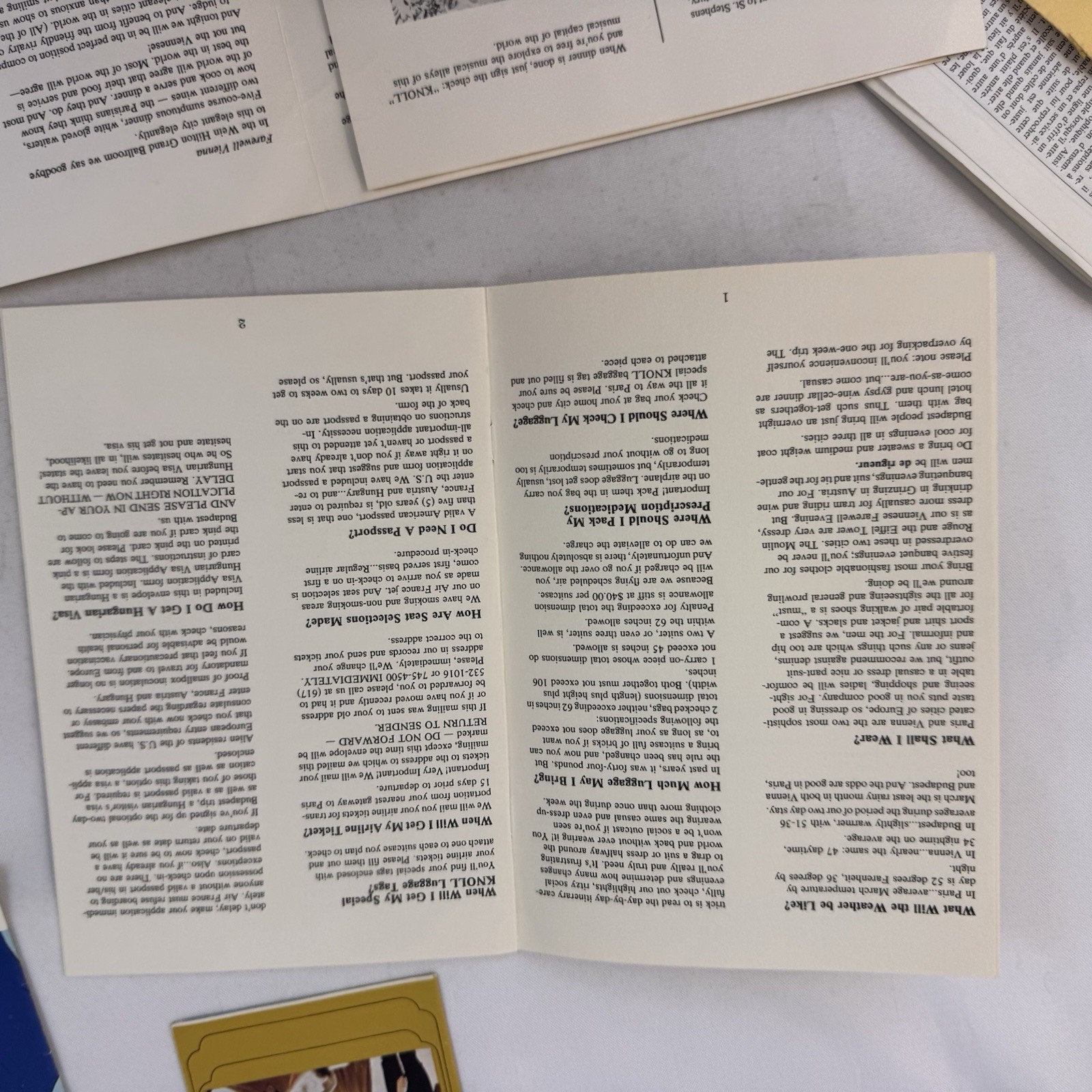 1979 Knollworld “Tale of Three Cities” Winners Travel Kit Paris Vienna Brochures