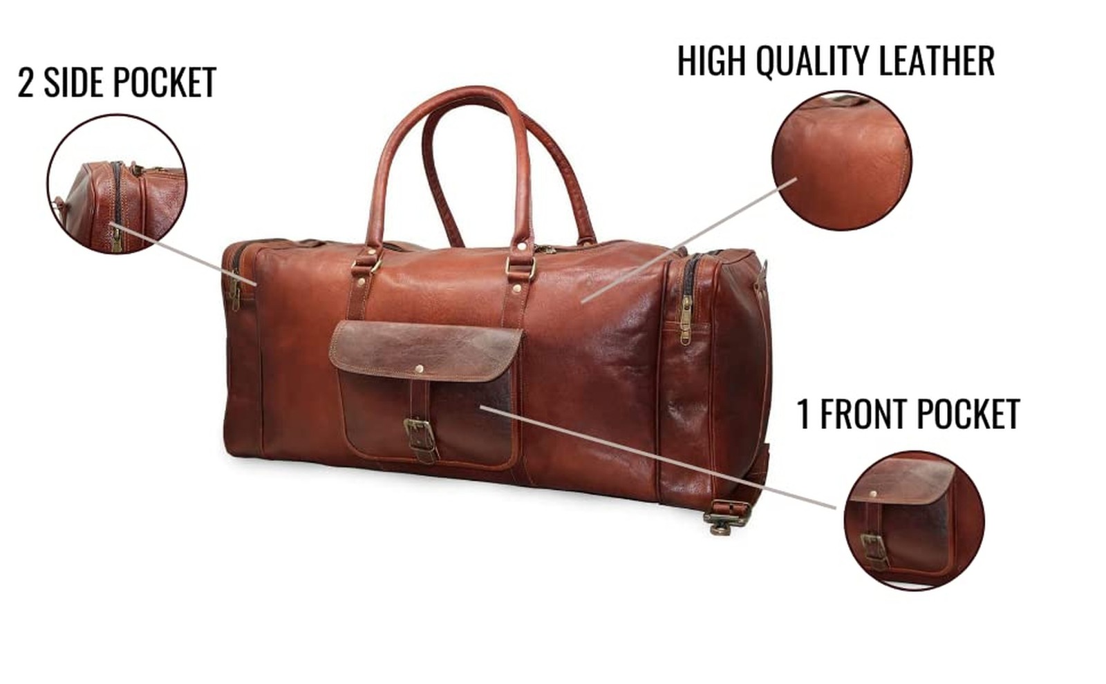 Jaald 26 Inches Leather Duffle Bag Travel Carry-on Luggage Overnight Gym Week…