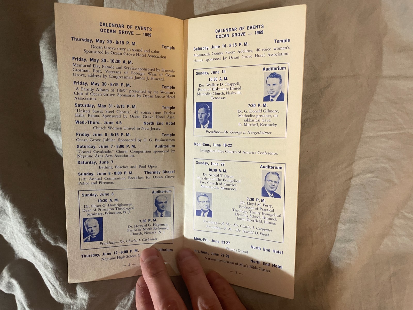 Ocean Grove NJ 1969 Program of Events Brochure New Jersey Shore Vintage