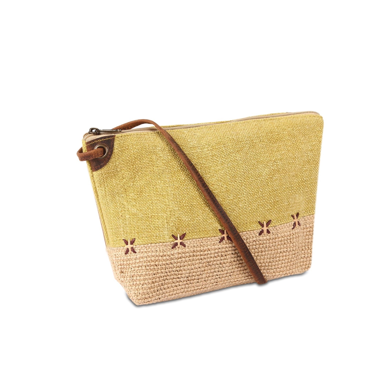 KomalC Stylish Slingbag for Women made with Jute & Premium Buffalo Leather | …