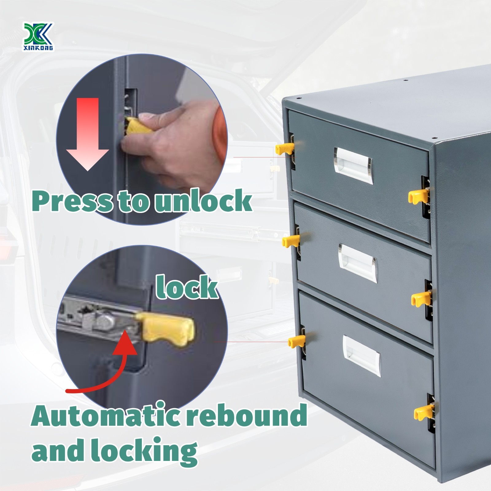 XK Car SUV Trunk Organizer, 3 Drawers Storage Tool Box