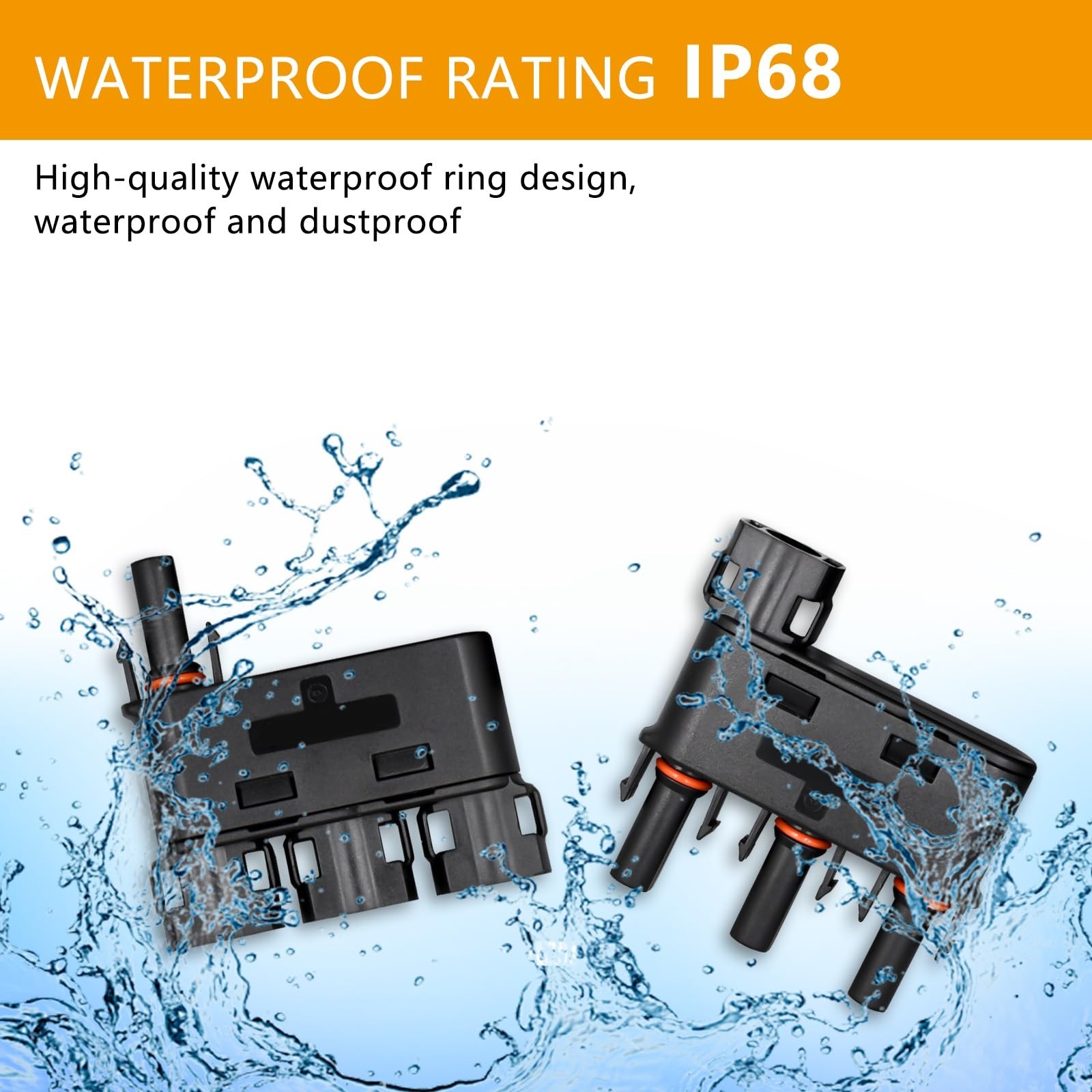 Solar Branch Connector, IP68 Waterproof 1500V 50A Solid Copper Terminal,FMMM+…