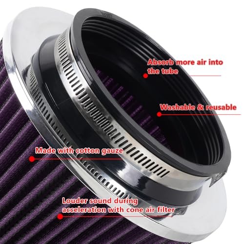 4-Inch Cold Air Intake Filter – Washable, High Performance, 3″ or Short Purple