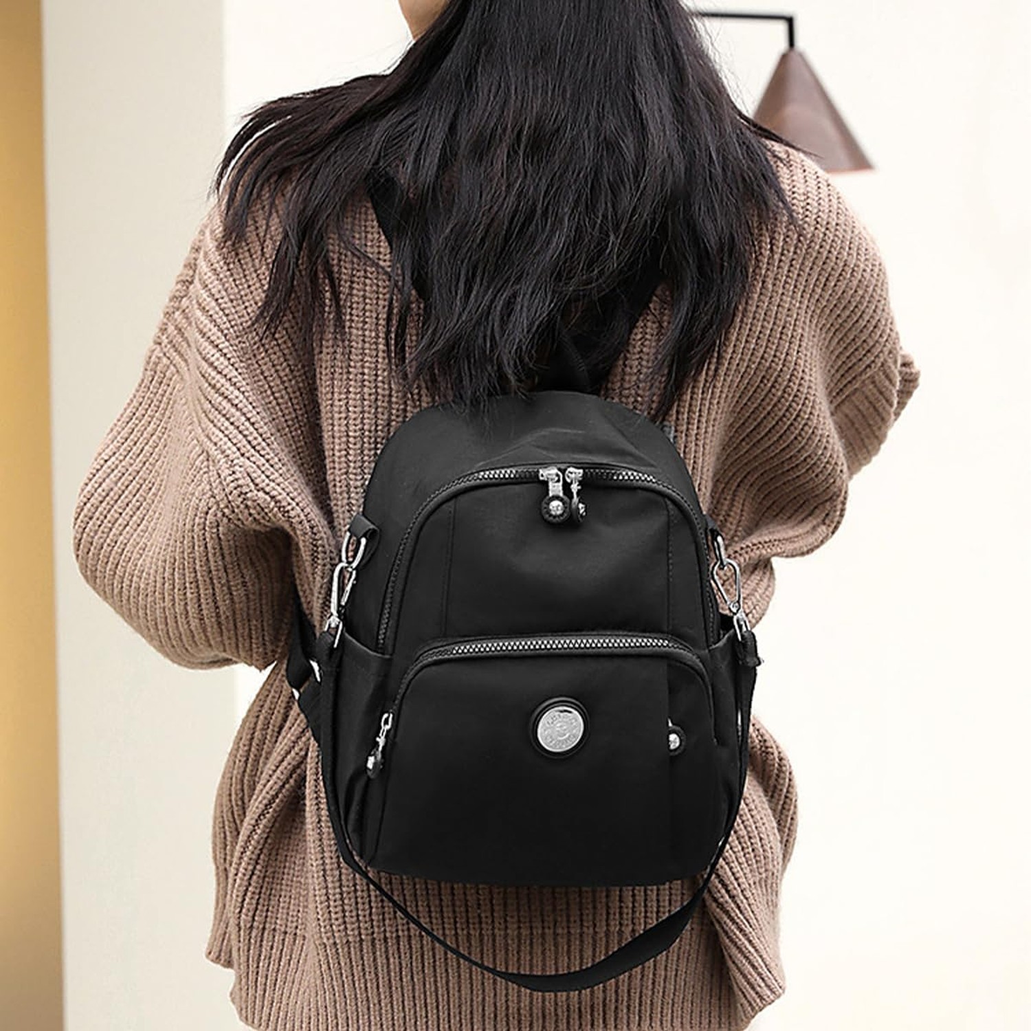 Casual Simple Mini Backpack 11.8 Inch Stylish Durable Nylon Lightweight Trave…