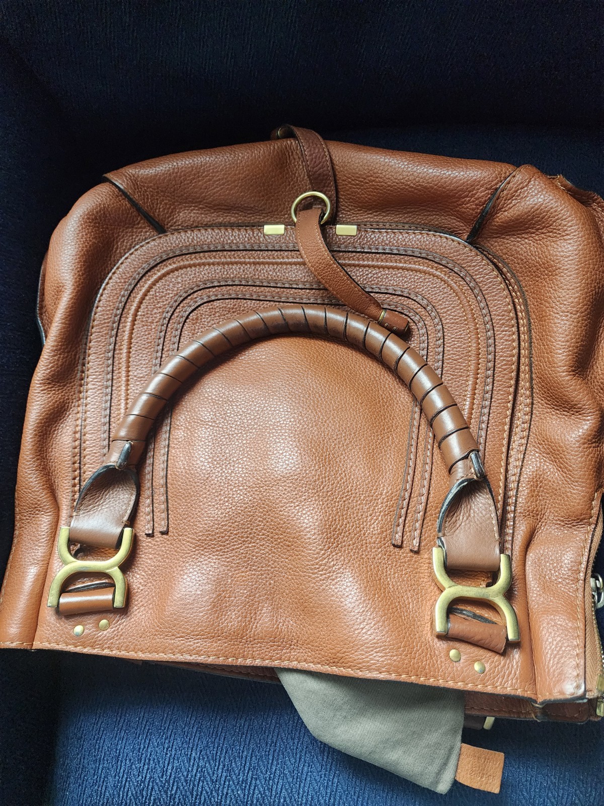 Chloe Marcie HANDBAG-PURSE-BAG -Top handle Large Tan
