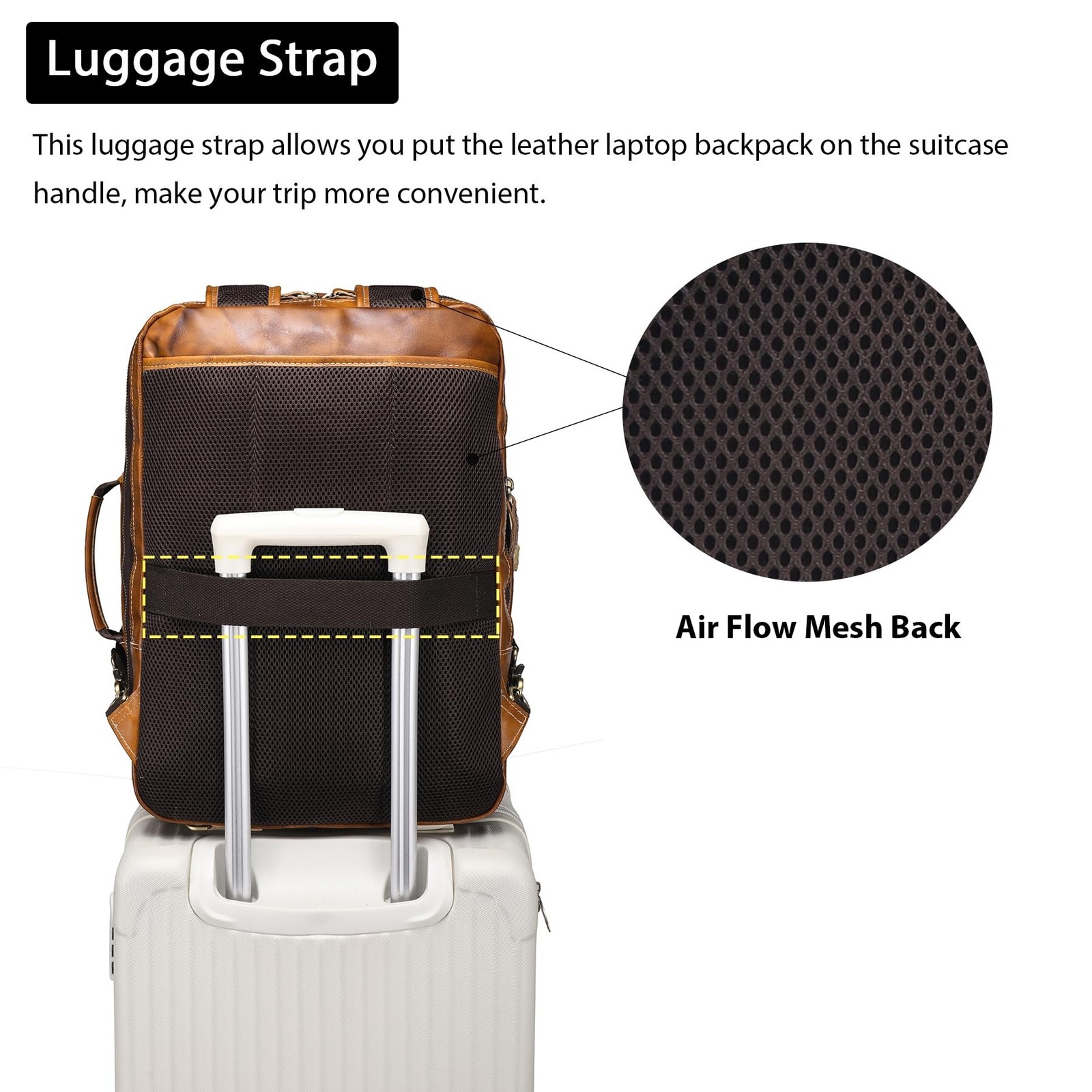 LANNSYNE Vintage Genuine Leather Backpack For Men, 2 in 1 Expandable Briefcas…
