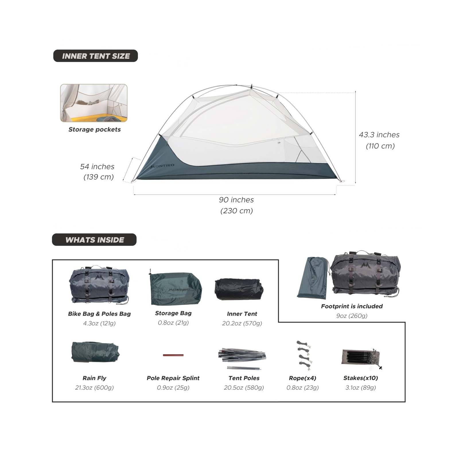 Wander Hawk 2-Person Biking Tent, Lightweight 2 Person Tent for Backpacking C…