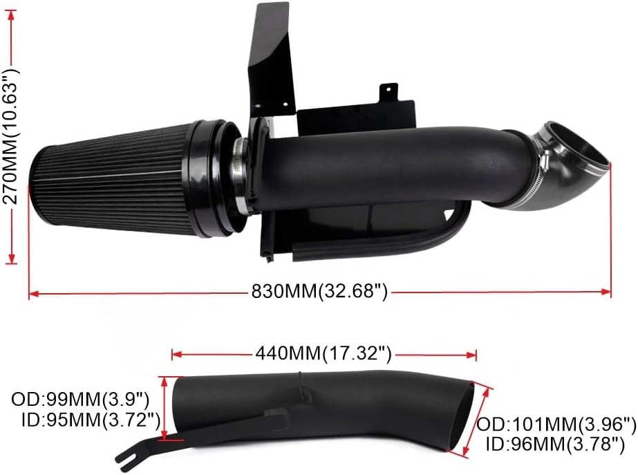 4 Inch Cold Air Intake Filter System Kit with Heat Shield Fits1999-2006 GMC & Ch