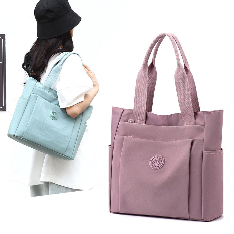 Casual women’s bag casual solid color nylon cloth shoulder portable mother bag