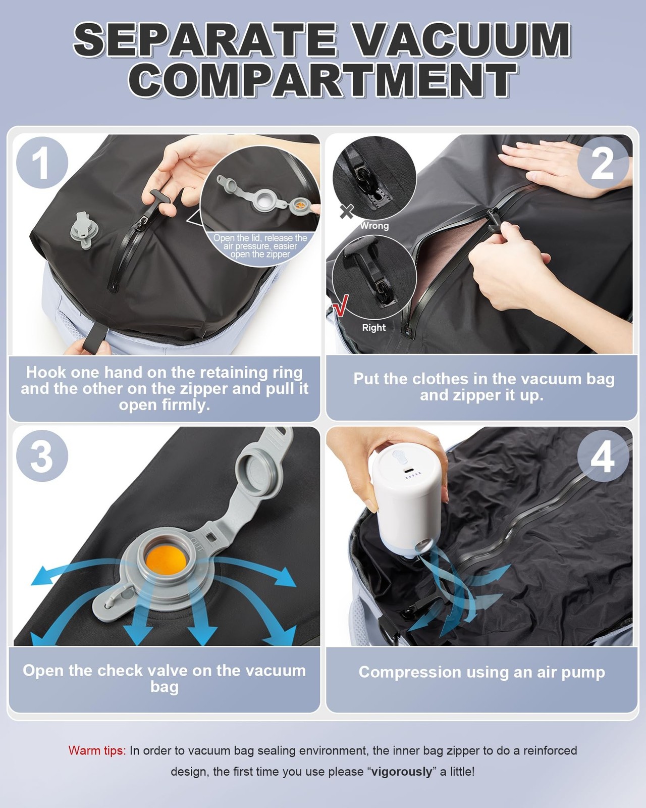 winspansy Vacuum Backpack Travel Essentials with Air Pump Compression Bags fo…
