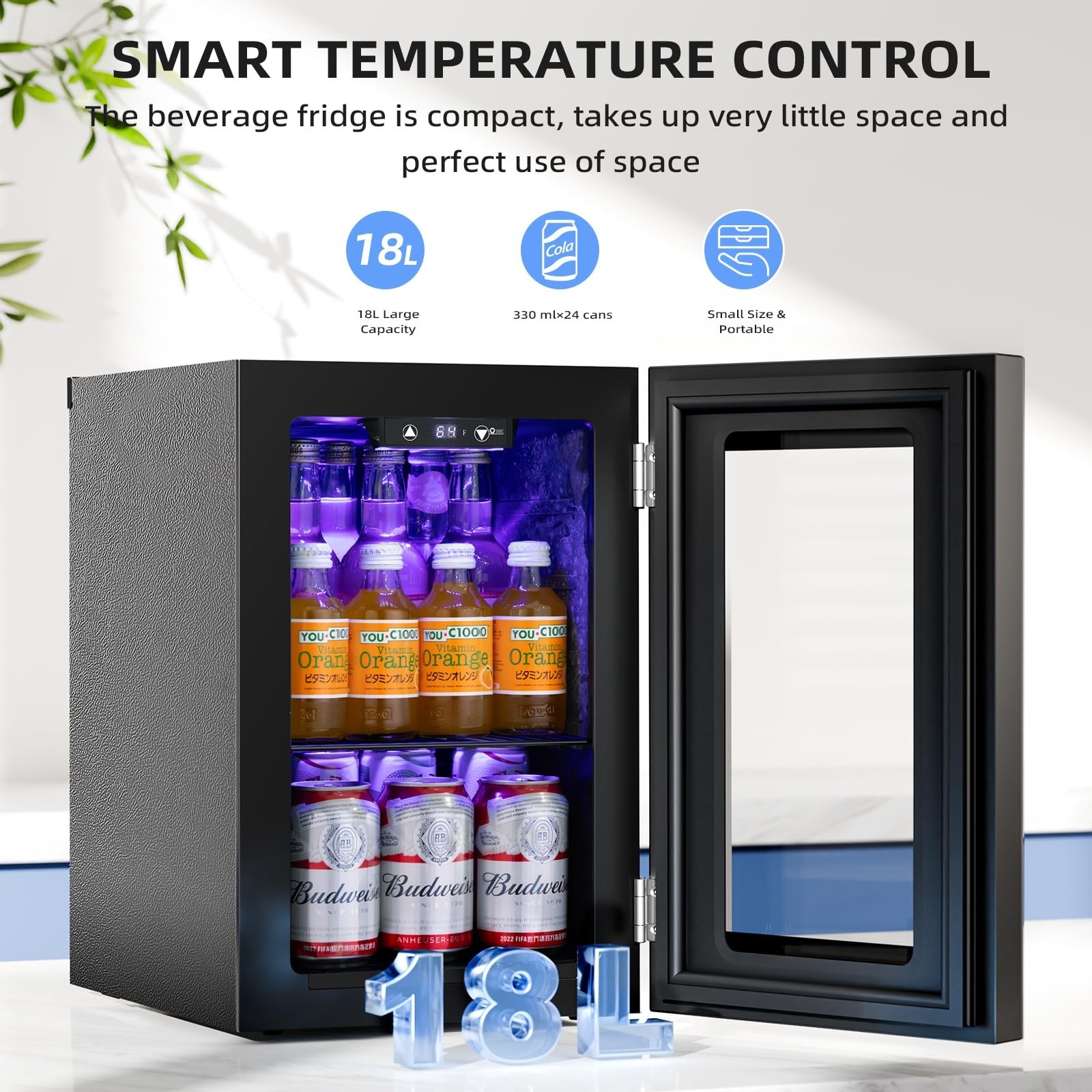 Antarctic Star 18L Beverage Refrigerator Cooler 24Can, Mini Fridge with Quiet…