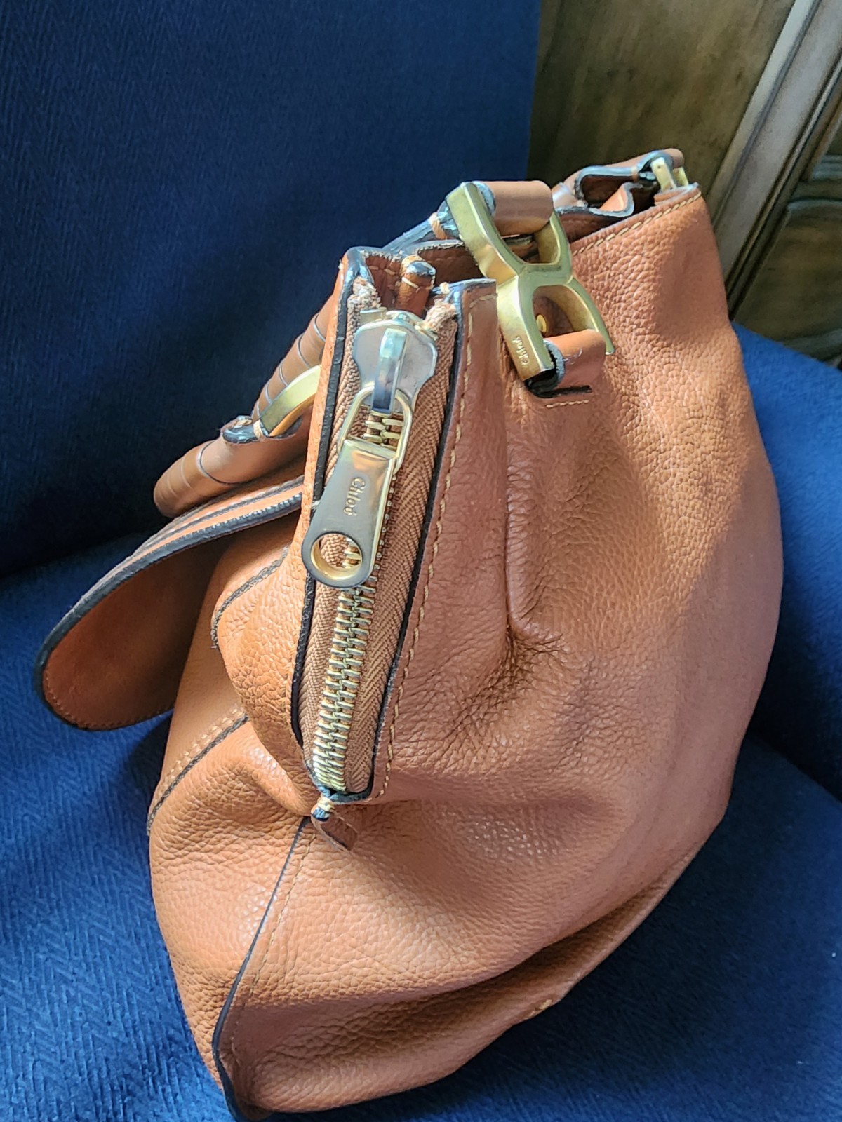 Chloe Marcie HANDBAG-PURSE-BAG -Top handle Large Tan