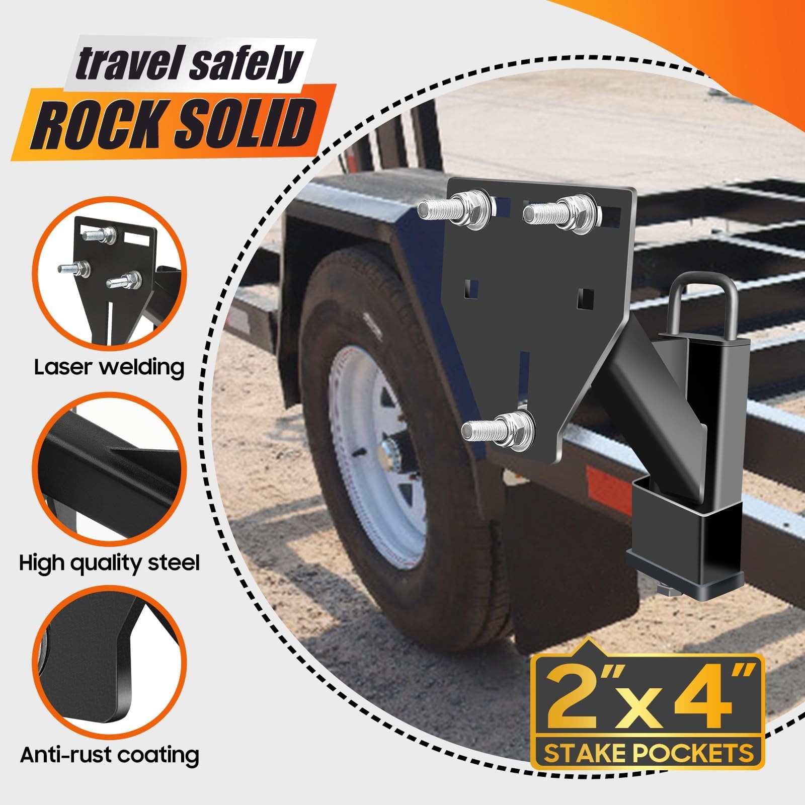 Stake Pocket Spare Tire Mount, Trailer Spare Tire Mount Fit 4 5 6 8 Lugs Trai…