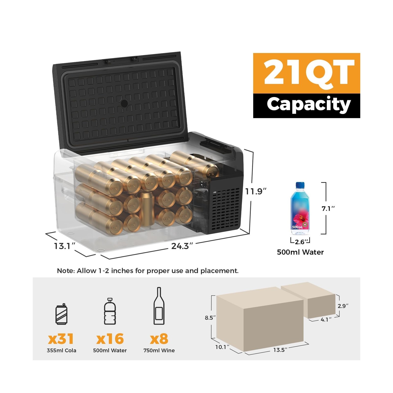 Setpower 12V Refrigerator 21 Quart Portable Freezer 50 Hours Keep Cool,Electr…