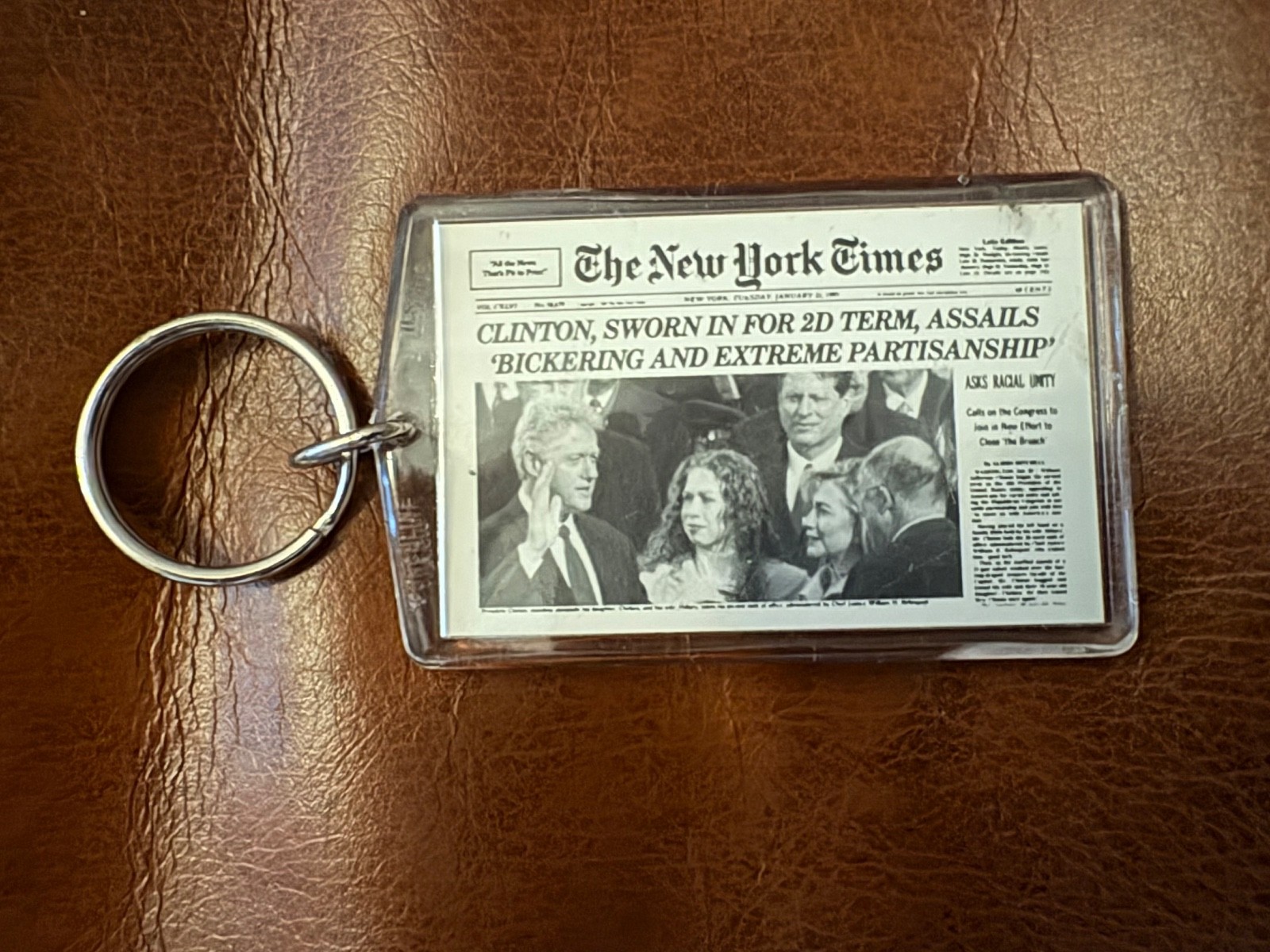 Vintage The New York Times NYT Keychain President Bill Clinton 2ND TERM 1/21/97