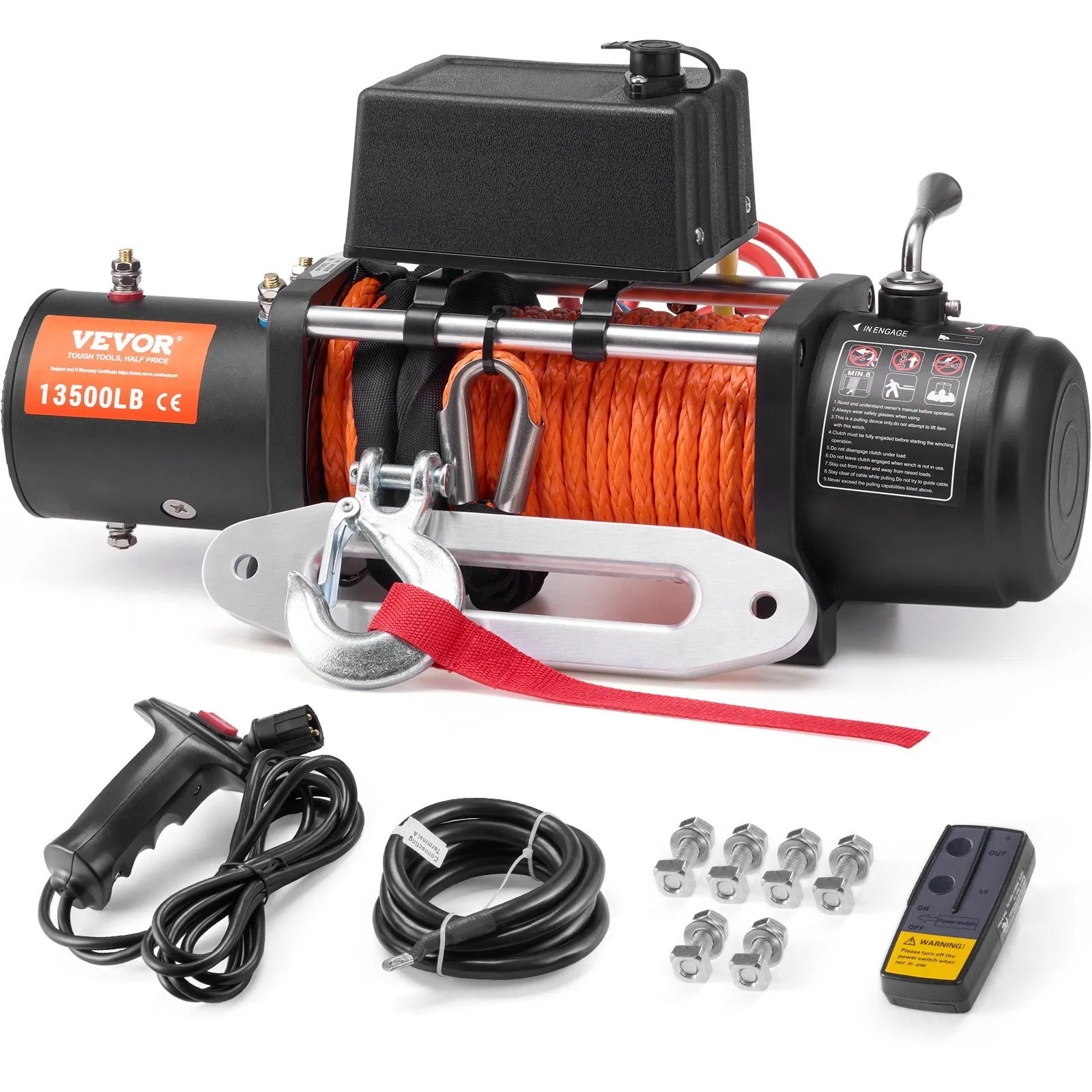 Electric Winch, 13500 lbs Load Capacity, 12V DC Truck Winch with ?&brvbar;3/8 in