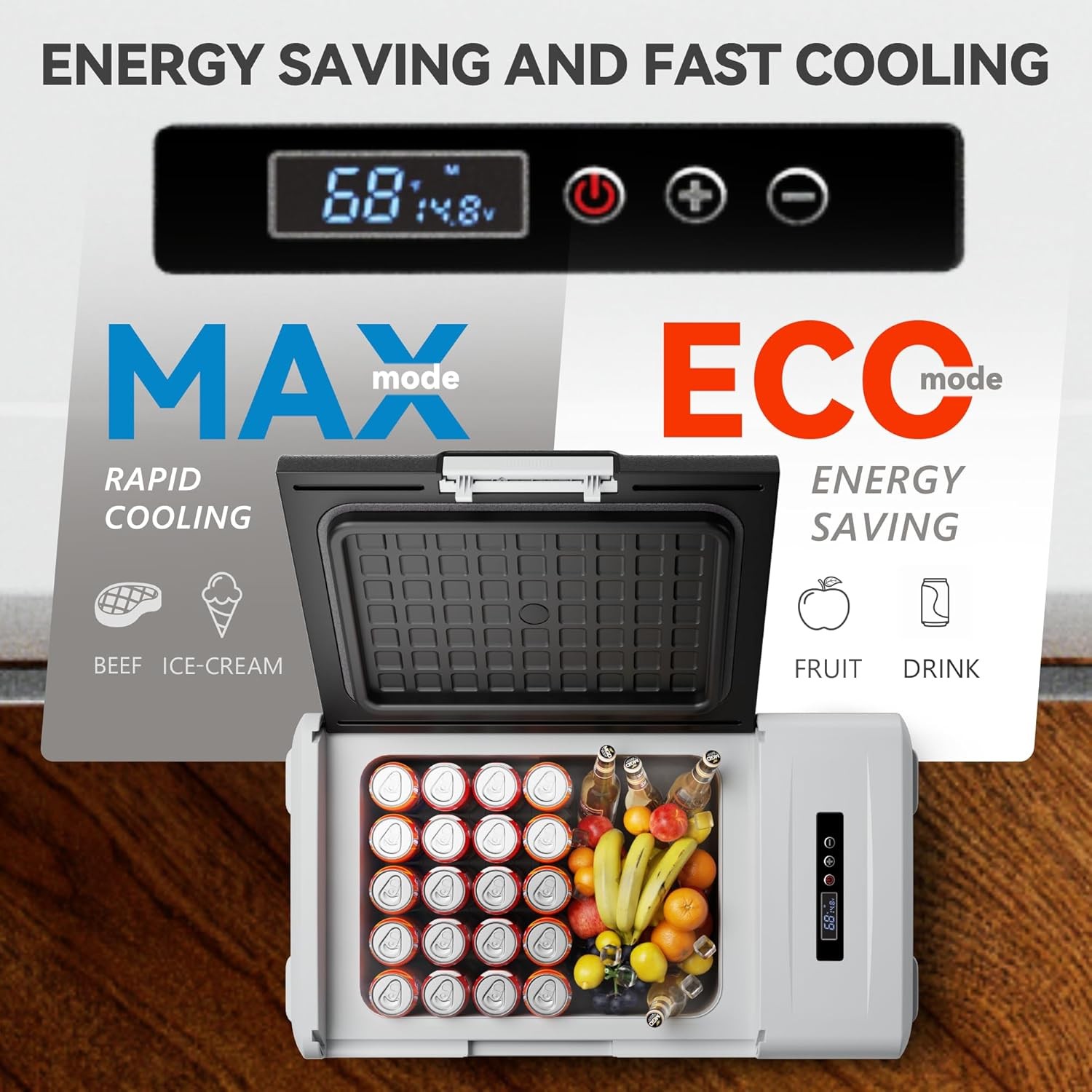 12 Volt Refrigerator, 32QT(30L) Compressor Electric Cooler, 12V fridge -4℉