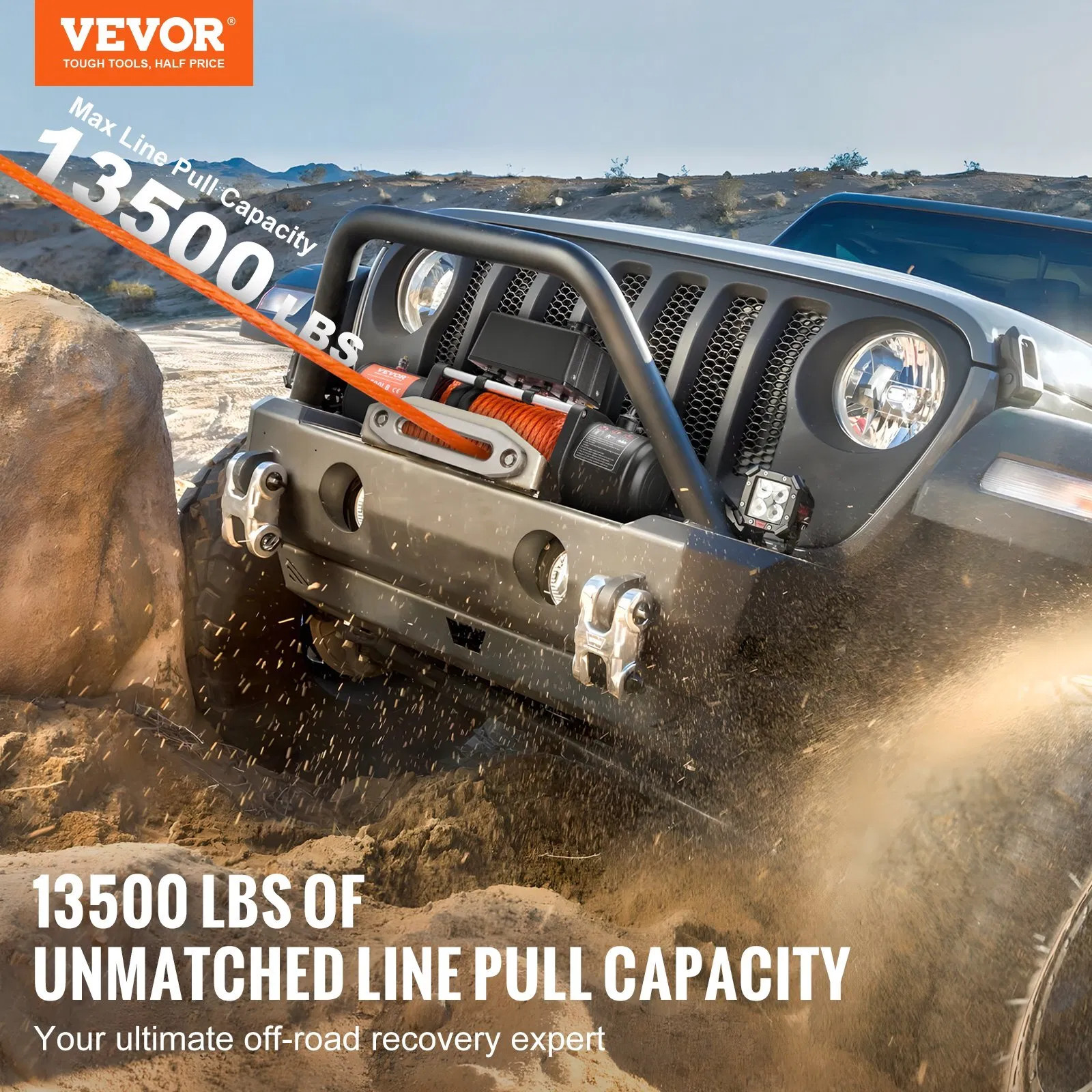 Electric Winch, 13500 lbs Load Capacity, 12V DC Truck Winch with ?&brvbar;3/8 in