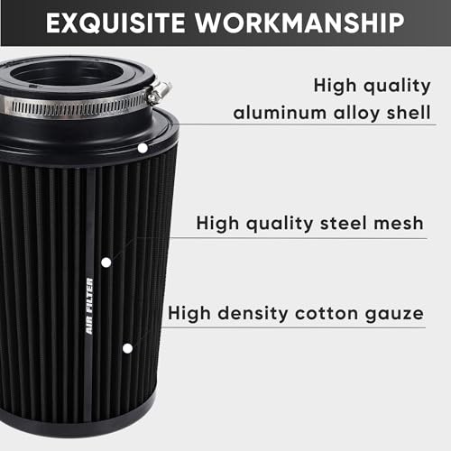 3 3.5 4 Inch Cold Air Intake Filter 76mm 89mm 101mm High Performance Black