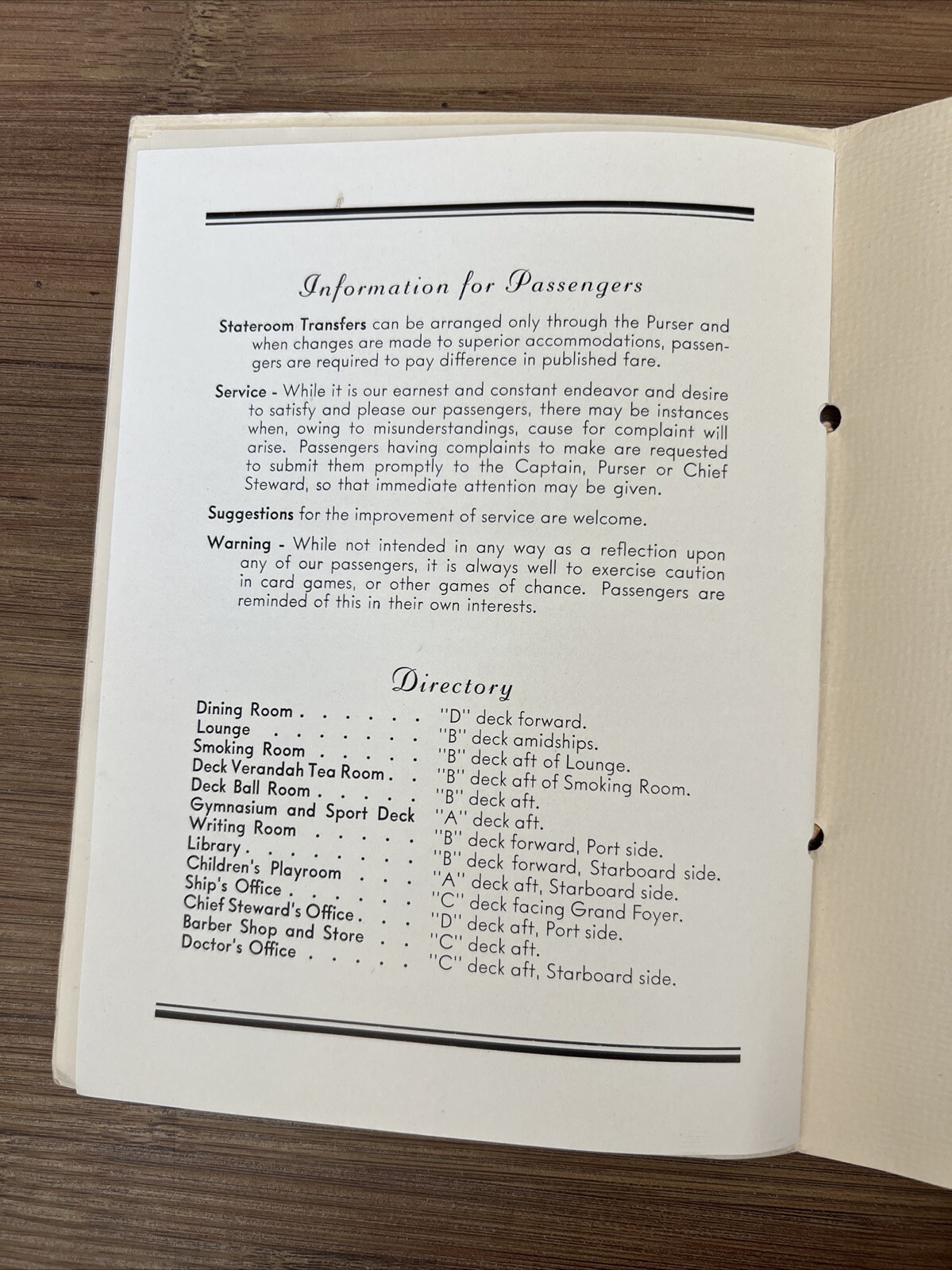 Oriente Turbo-Electric Liner List Of Passengers Book 1936 Havana To New York VTG