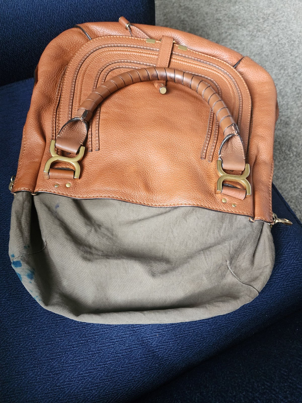 Chloe Marcie HANDBAG-PURSE-BAG -Top handle Large Tan