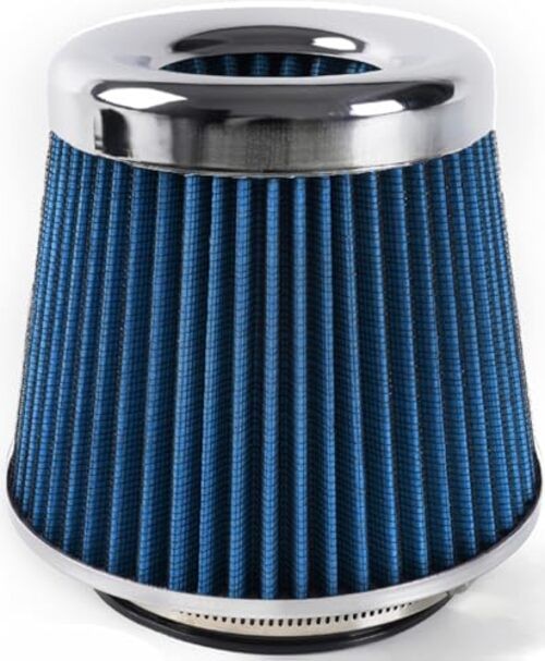 4-Inch Cold Air Intake Filter – Washable, High Performance, 3″ or 3 Short Blue