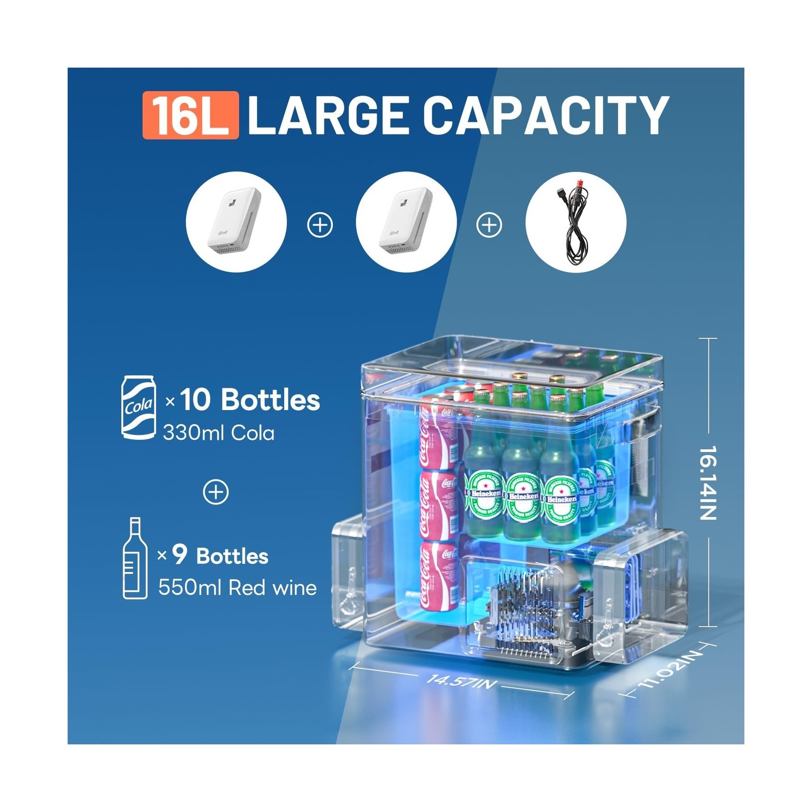 LiTHELi Frozen Pack 12V Car Refrigerator & Portable Electric Cooler, 20L