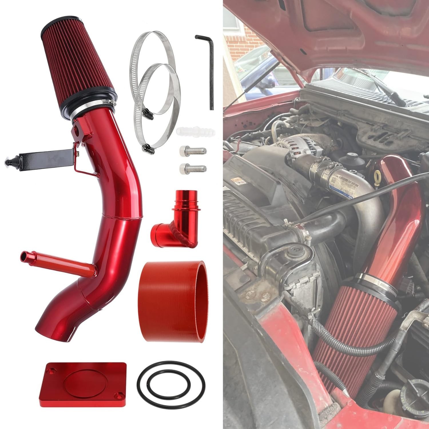 4 Inch 6.0 Cold Air Intake Kit For Ford F250 F350 F450 Excursion 2003 2004 20…