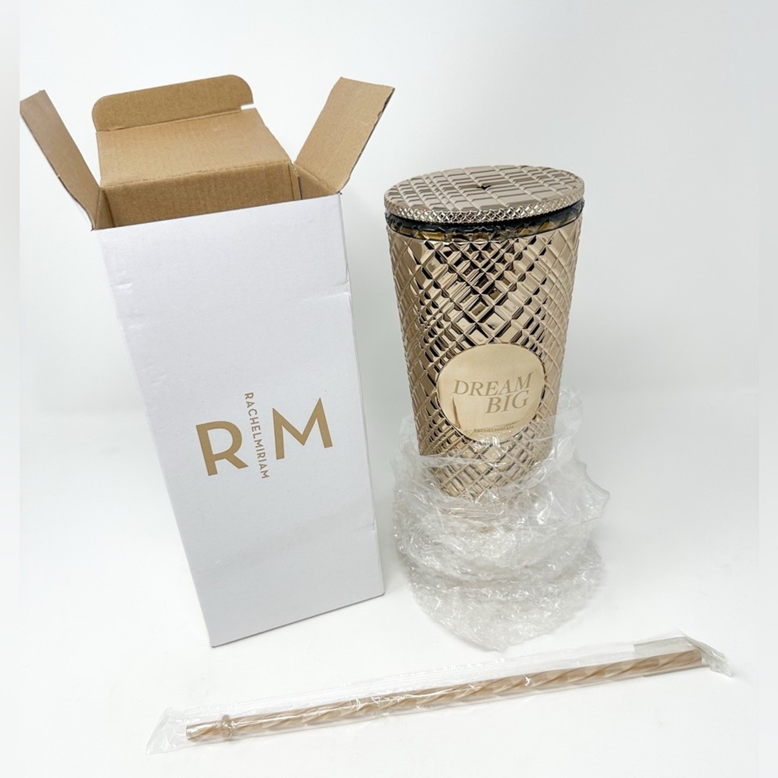 NEW Rachel Miriam Dream Big Gold Tone Reusable Tumbler – New, MSRP $48