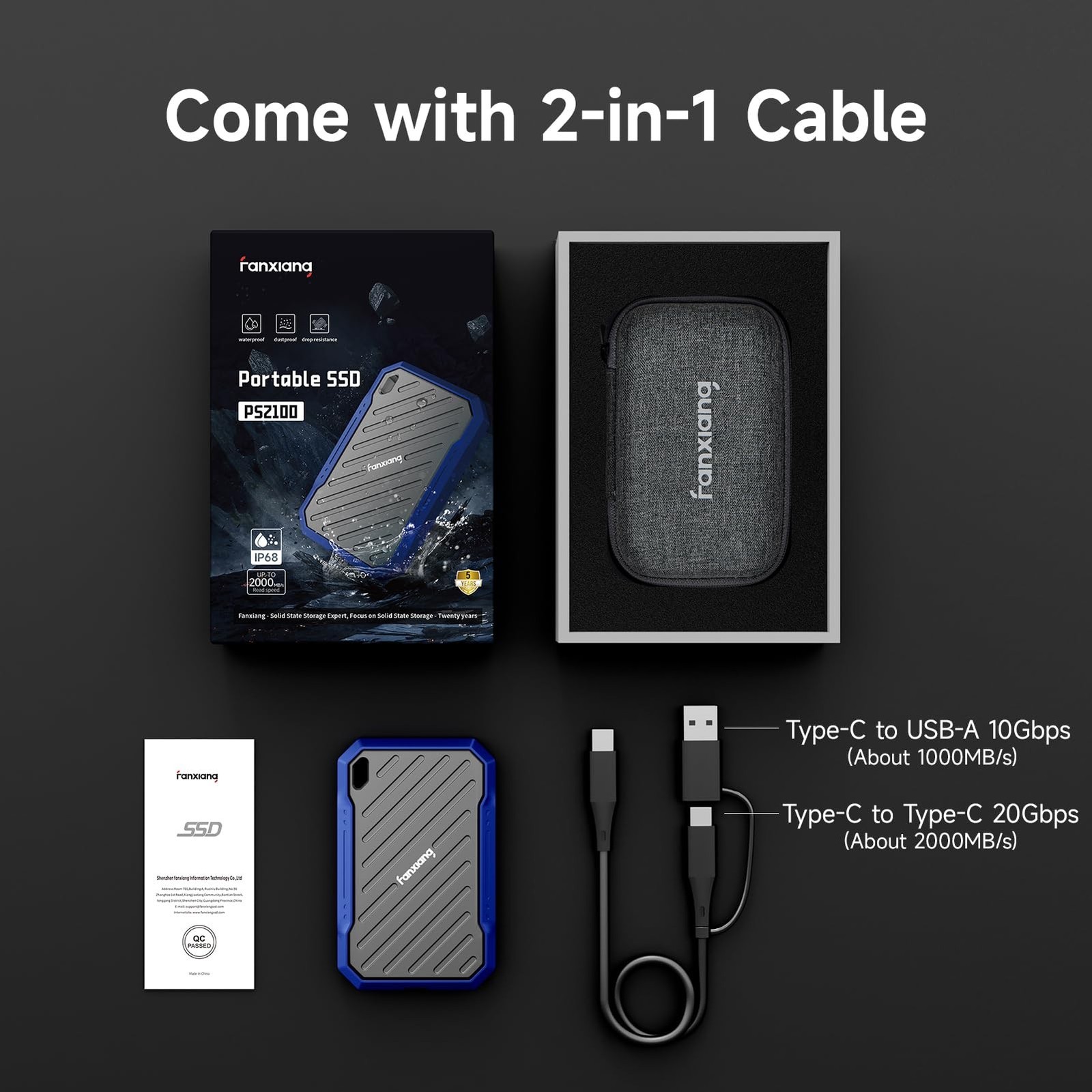 fanxiang Portable External SSD 1TB External Hard Drive, Up to 2000MB/s USB 3….