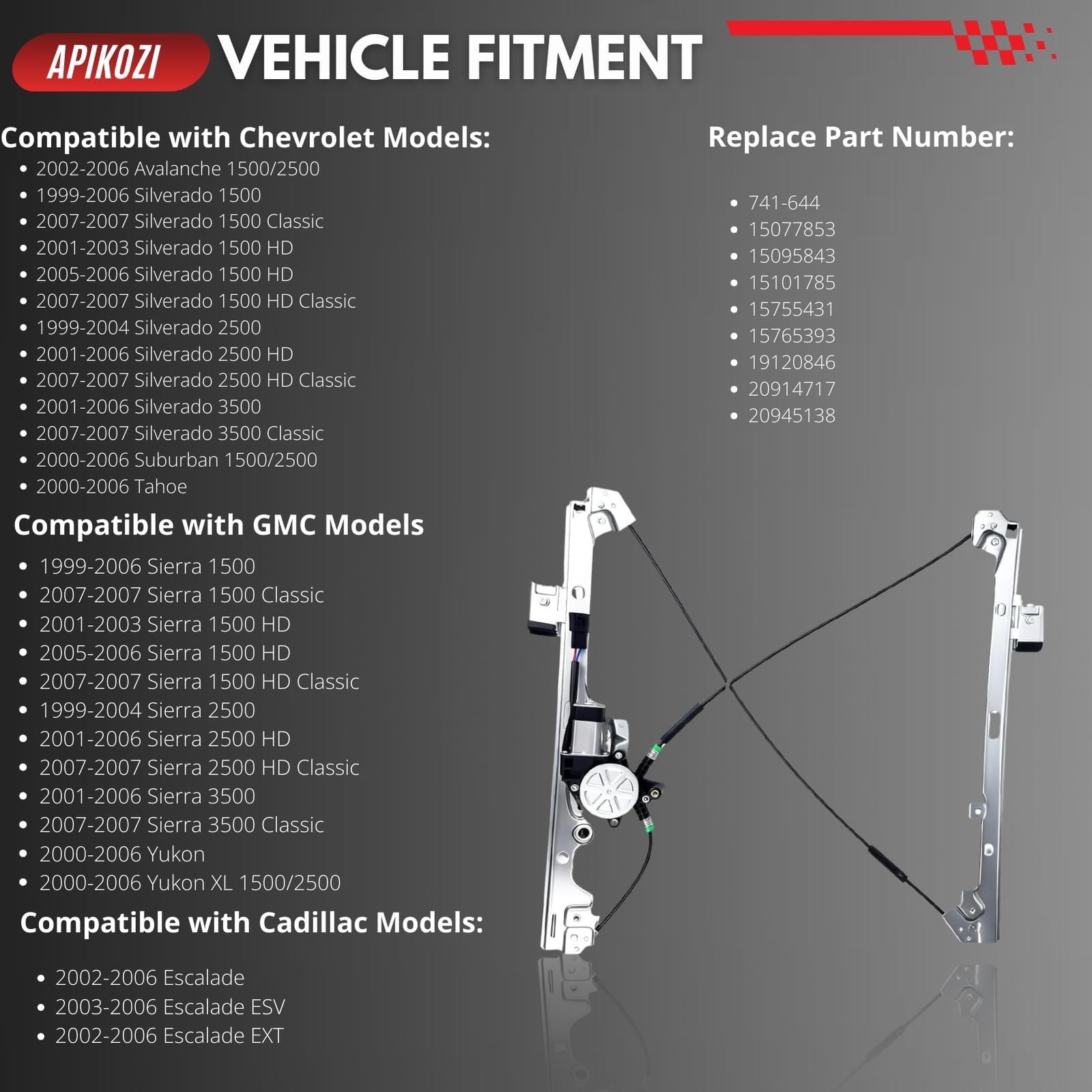 741-644 Front Left Driver Side Power Window Regulator & Motor Assembly fit fo…