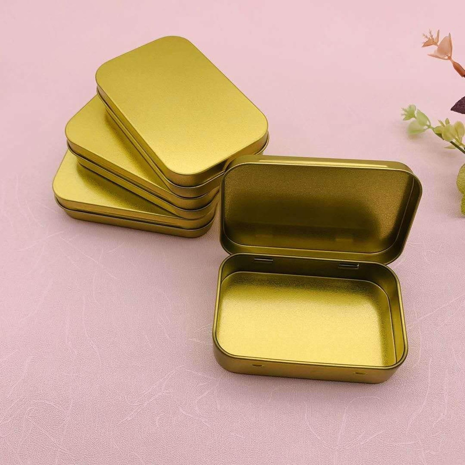20 Pieces Rectangular Metal Empty Hinged Tins Containers Basic Necessities Ho…