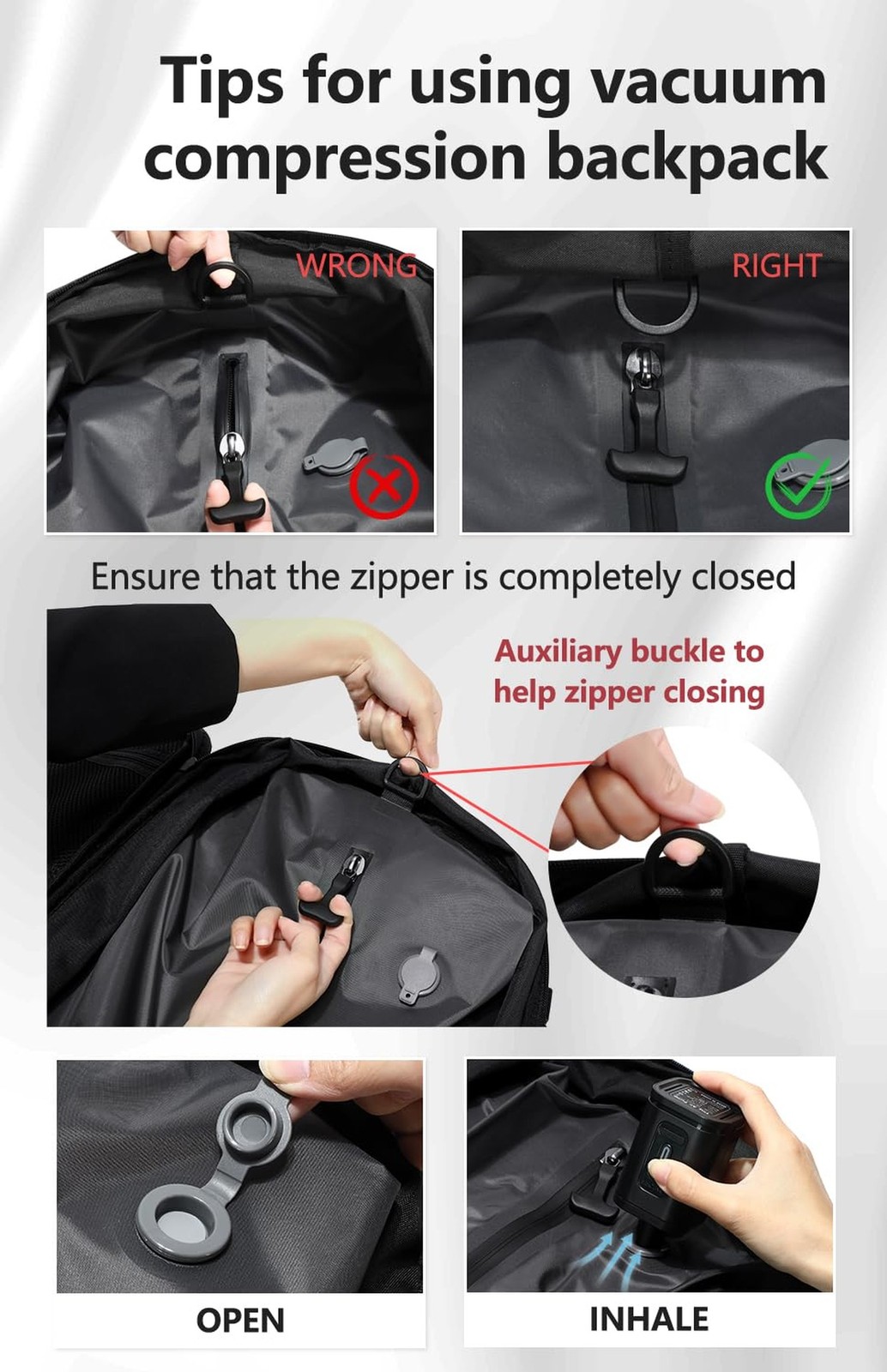 Cusangel vacuum backpack travel with pump compression,18in vac travel 45L exp…