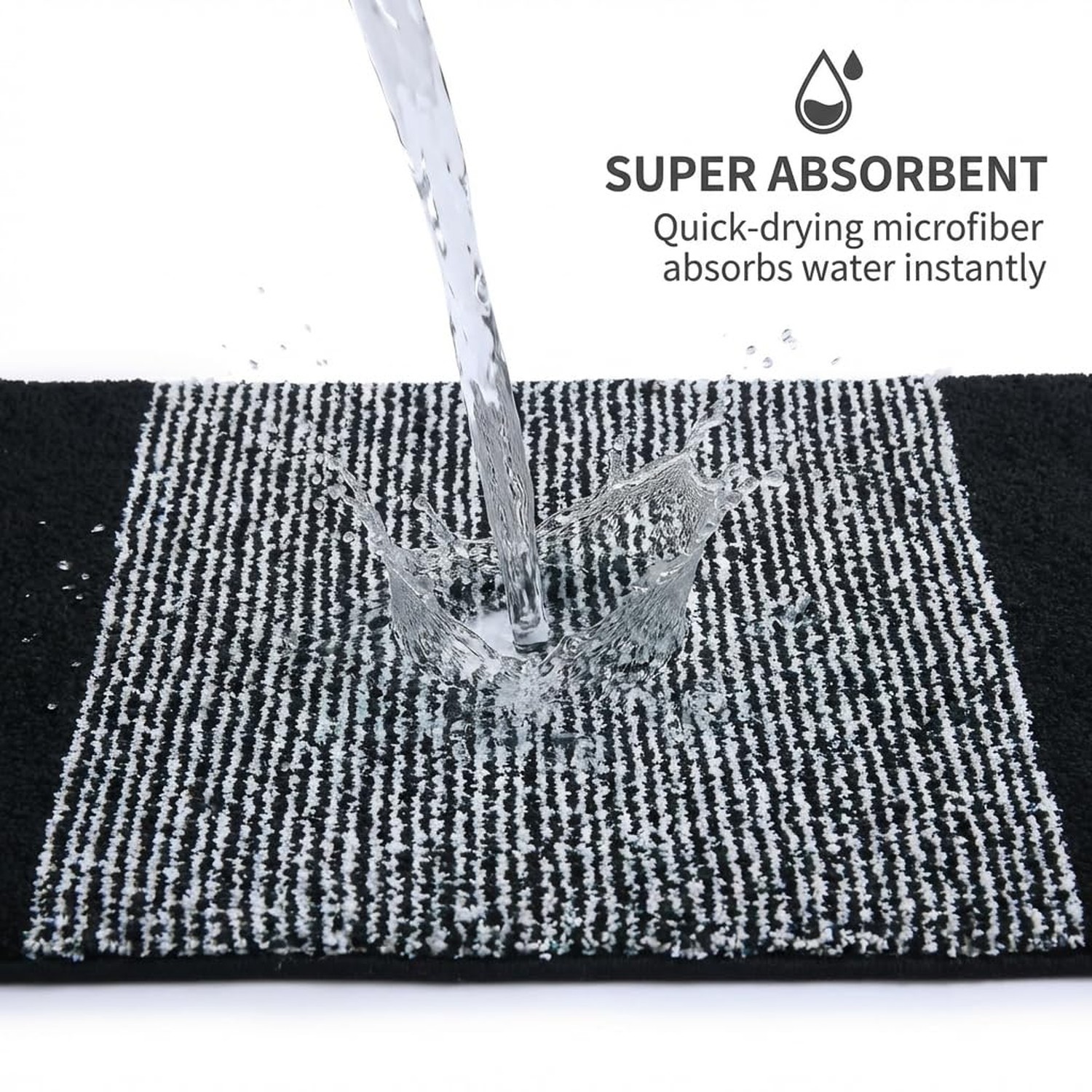 Bathroom Mat 32×20, Soft Absorbent Striped Bath Mats, Machine Washable Microf…