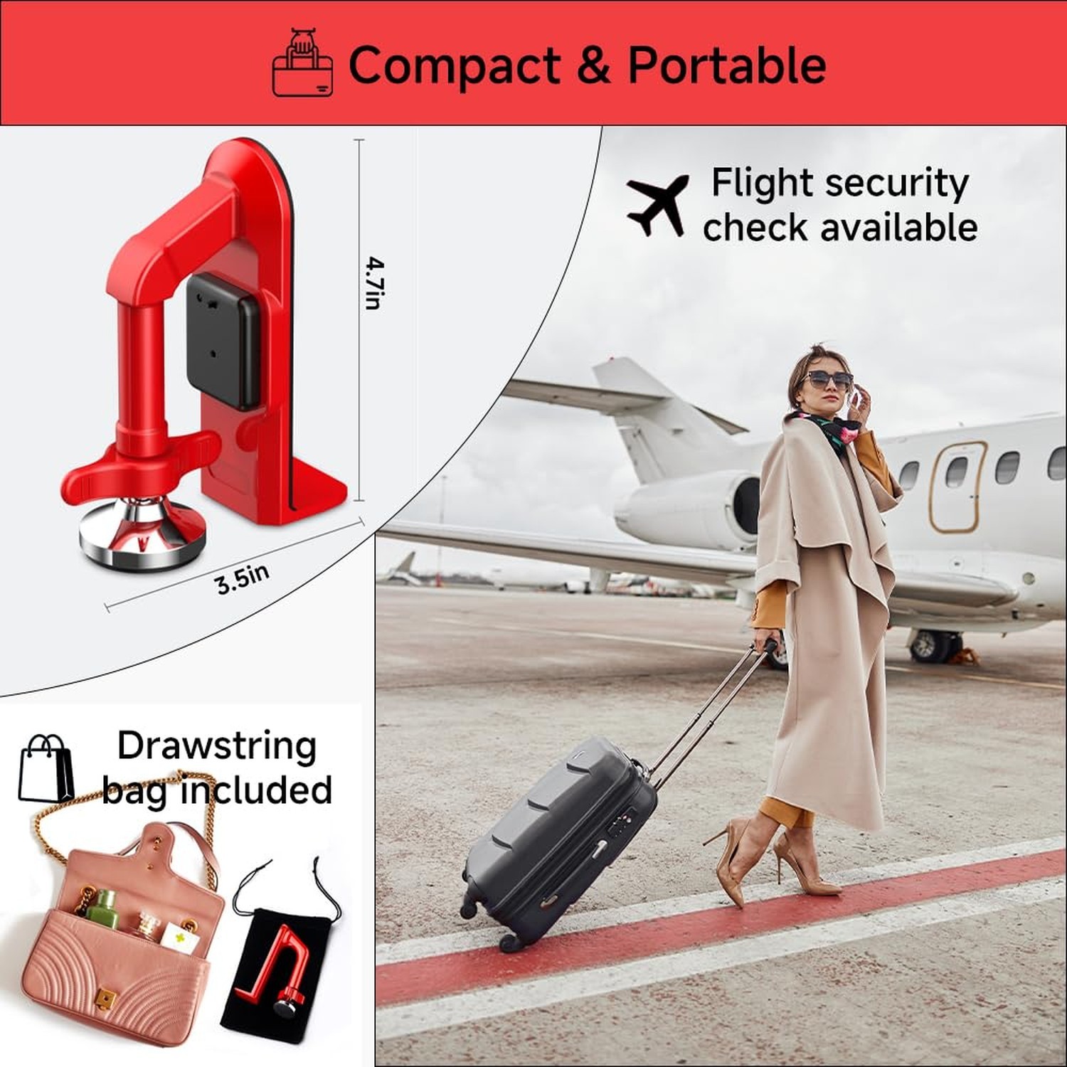 Portable Alarm Door Stopper for Additional Safety in Hotel,Apartment and Bedr…