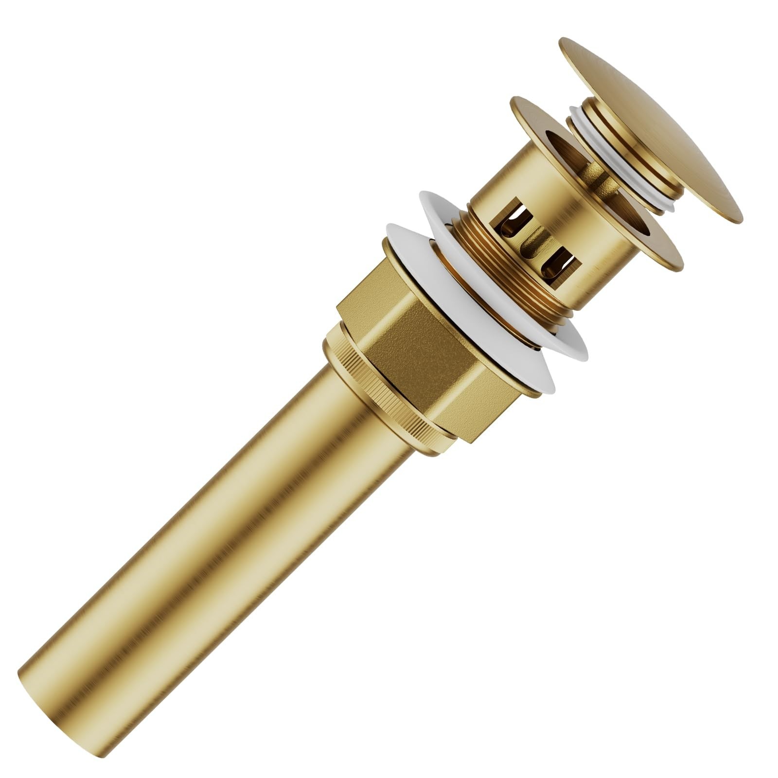 Bathroom Sink Drain with Strainer Basket and Pop-Up Drain Stopper Set (Gold, …