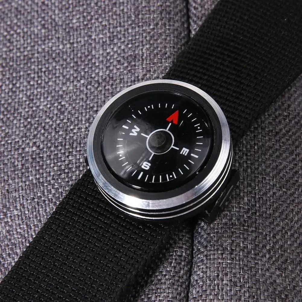 Mini Button Compass Watch Strap Paracord Survival Hiking Camping Outdoor Tool