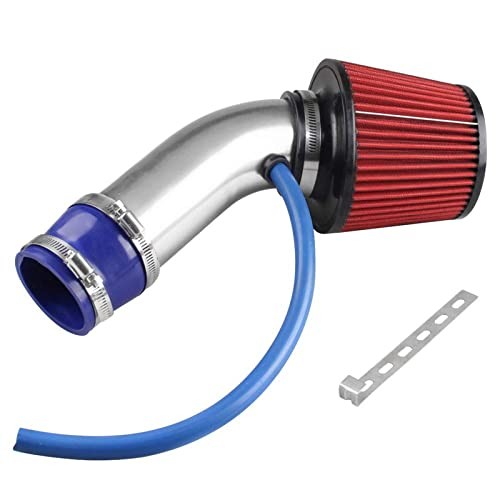 76mm 3″ Universal Cold Air Intake Kit Aluminum Turbo Filter High-Flow Sliver