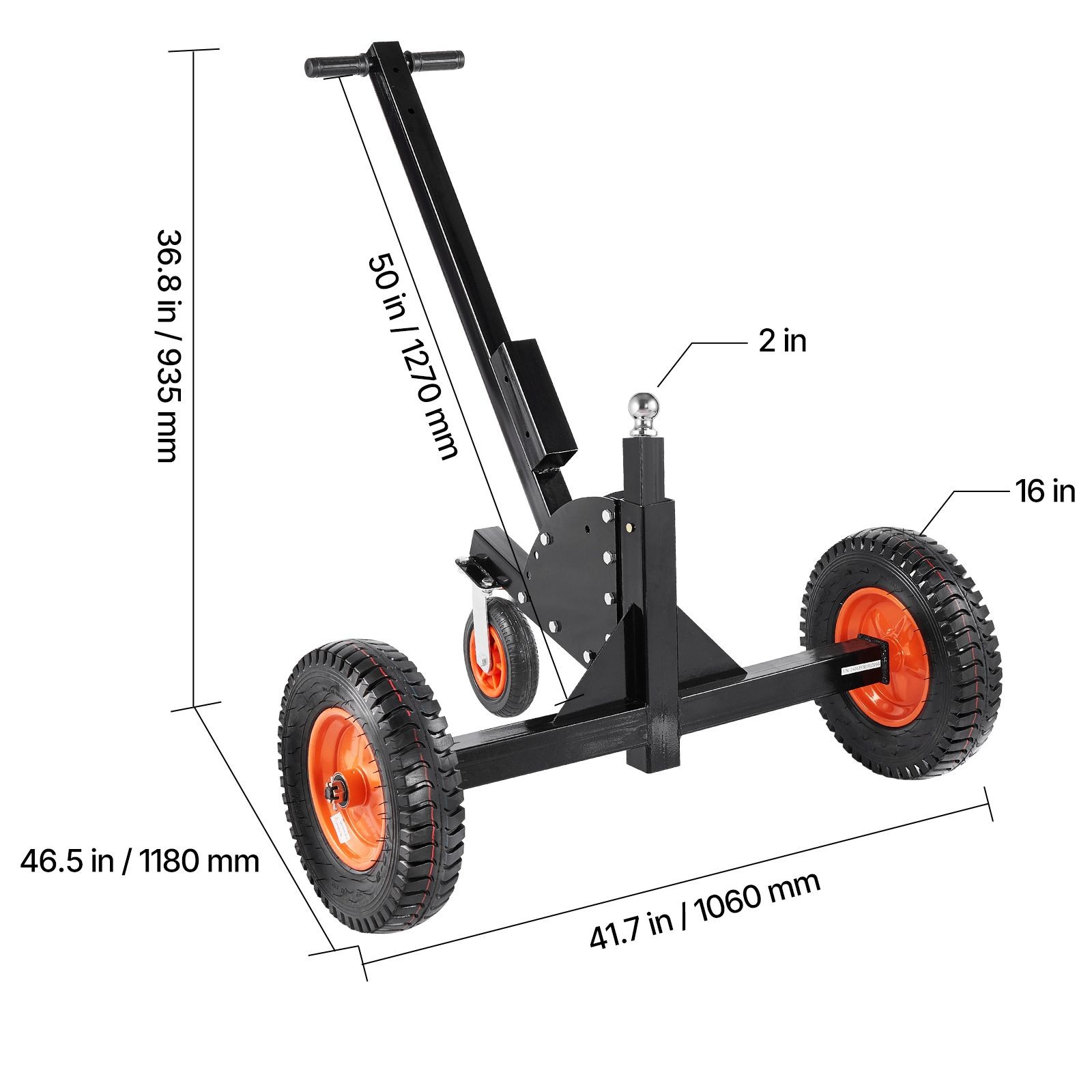 Heavy-Duty Trailer Dolly, 1500lbs Tongue Weight Capacity, 2 in 1 Trailer Mover w