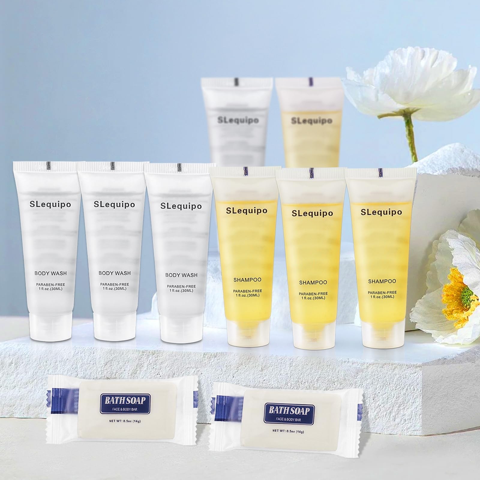 Travel Size Hotel Toiletries Bulk Set: 20 Bar Soap 0.5oz, 20 Shampoo, 20 Body…