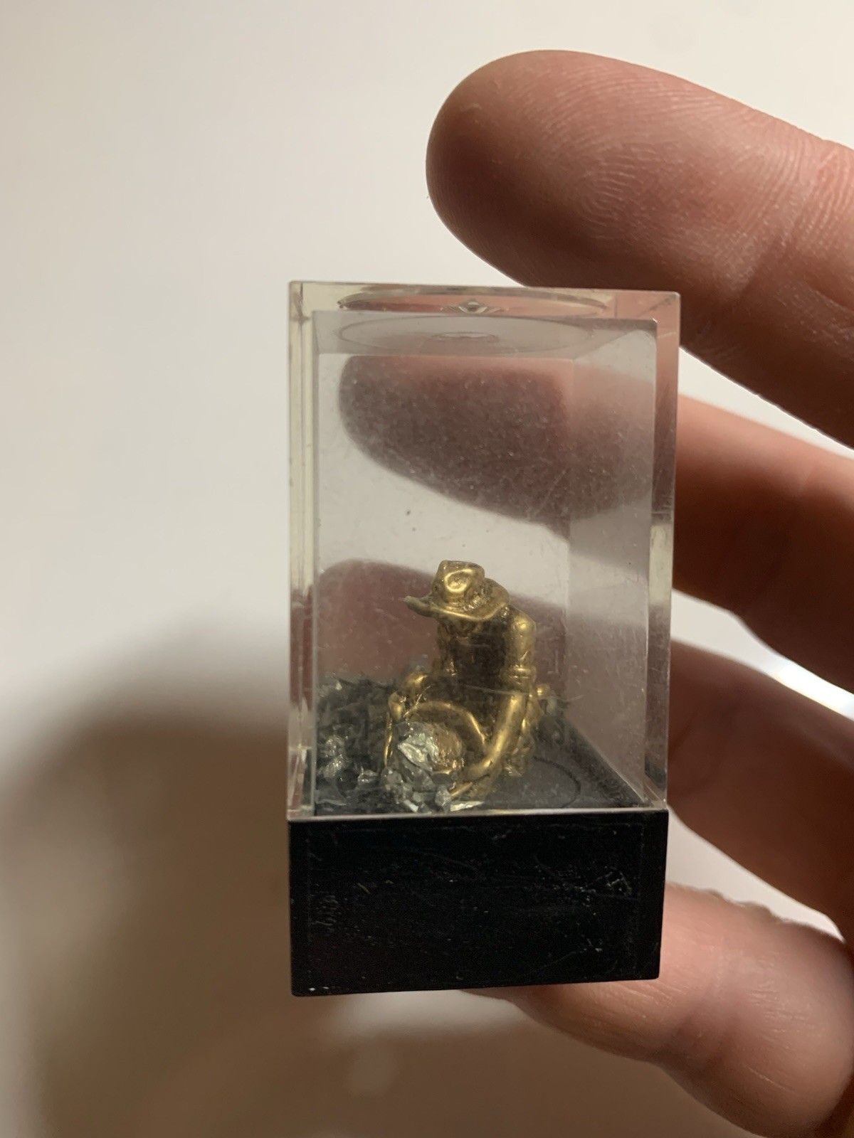 Pyrite 24k GP Miner Figurine Made & Mined In The West Travel Souvenir Vintage