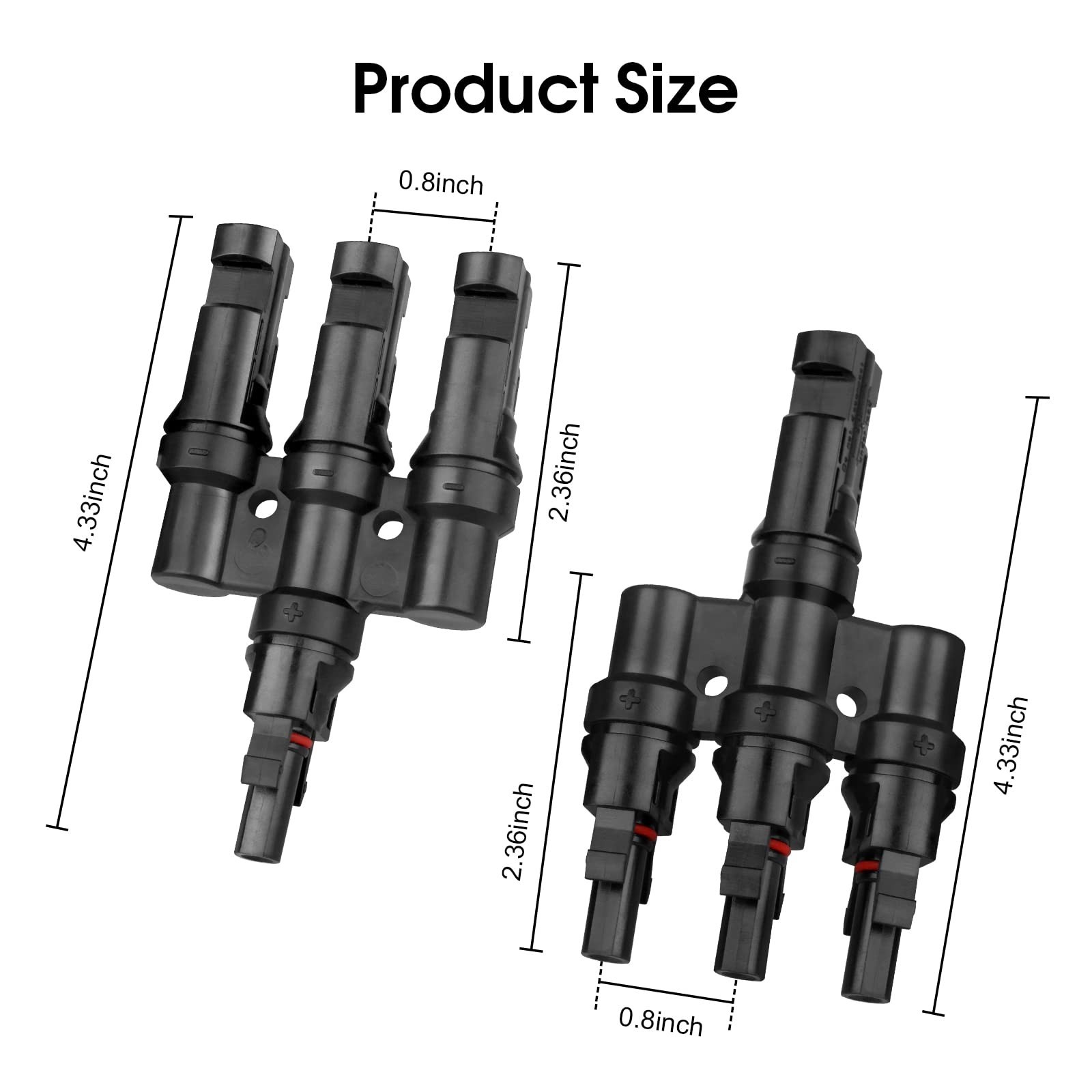 Solar T-Branch Connectors 3 to 1 Solar Panel Parallel Adapter,1Pair | Solar Y…