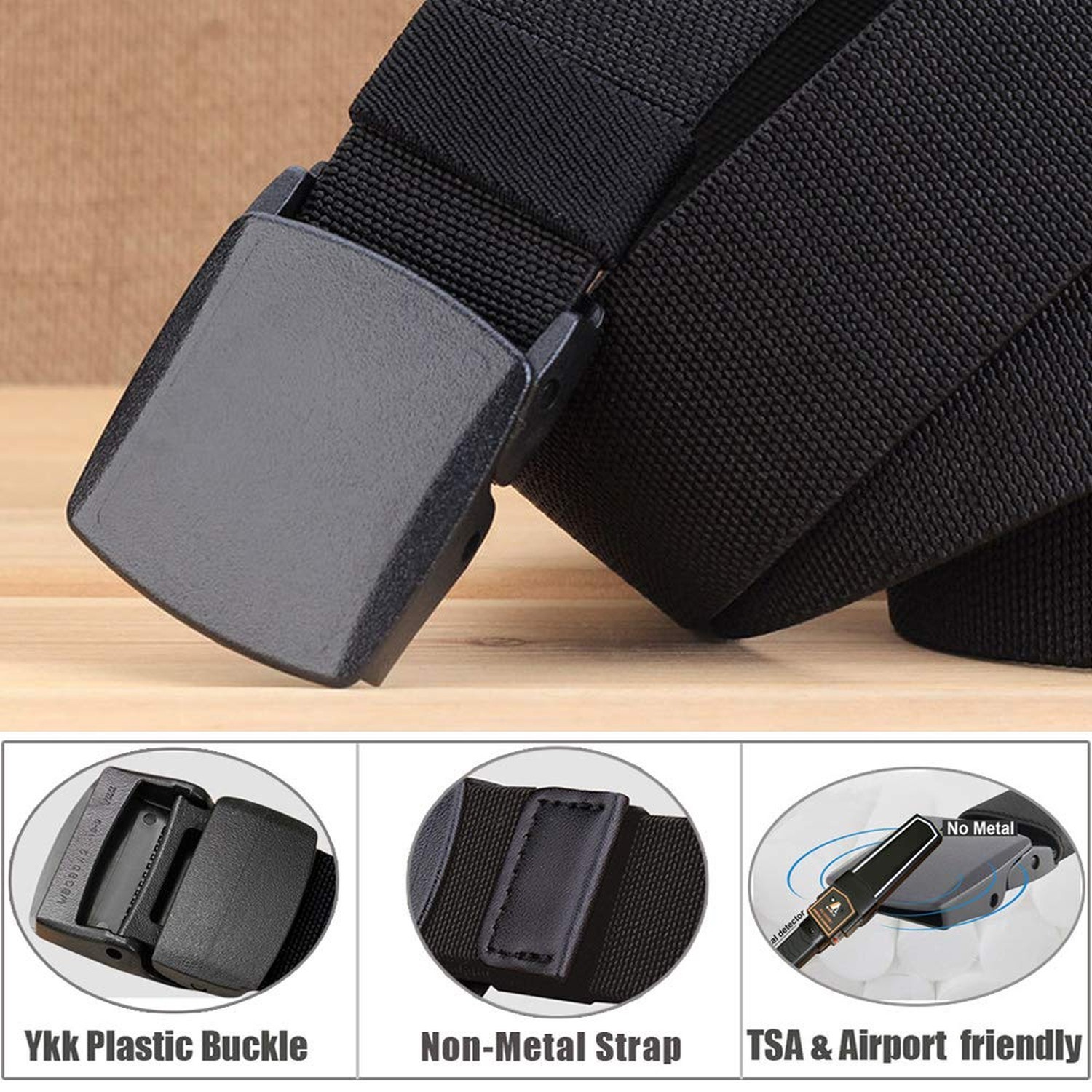 WYuZe Nylon Elastic Stretch Belt, Non-Metal Nickel-Free 1.5″ Outdoor Casual W…