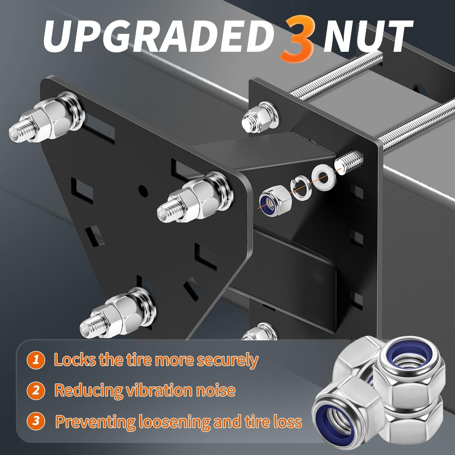 Trailer Spare Tire Mount,3-Nuts Design Spare Tire Mount for Utility Trailer,U…