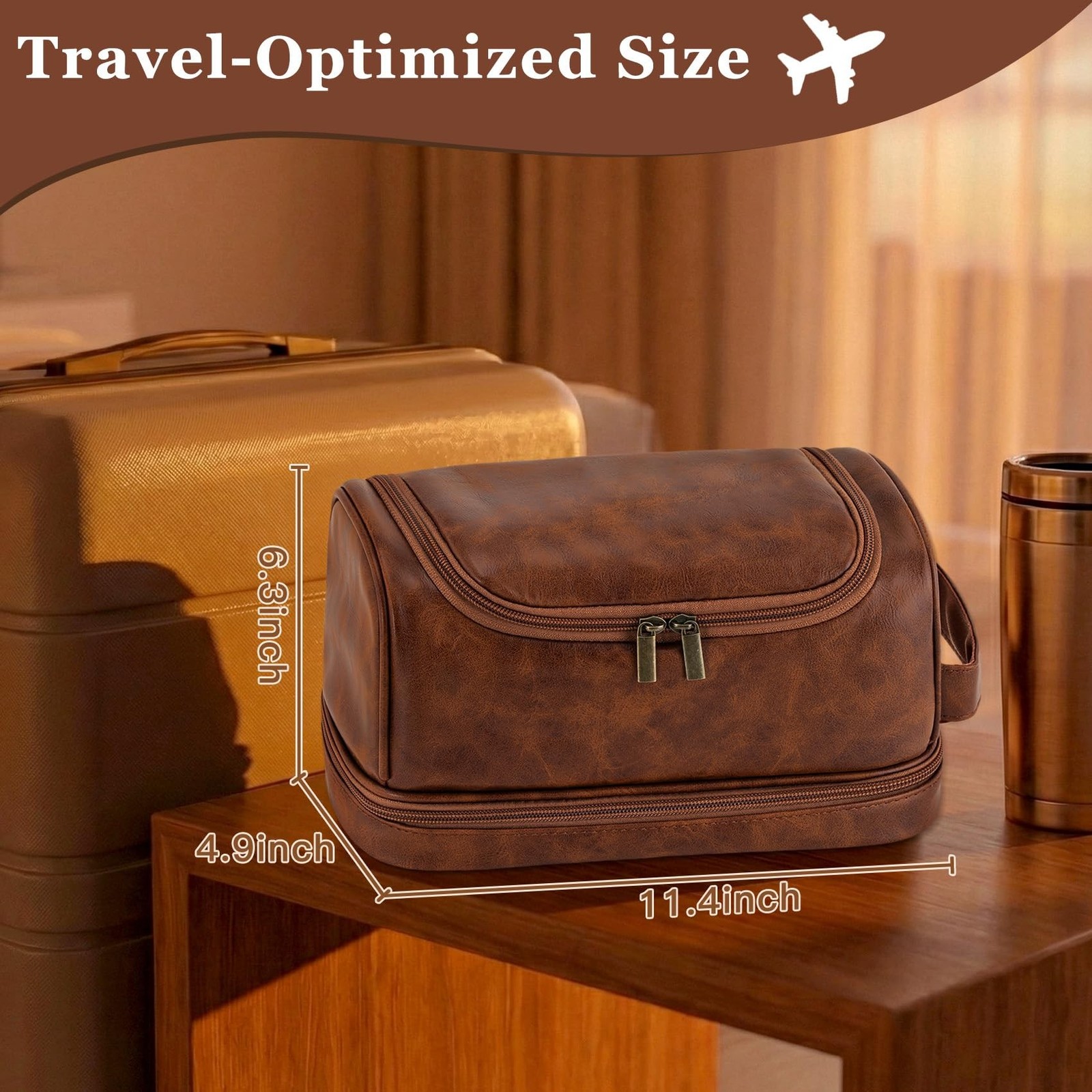 Toiletry Bag for Men Travel Essentials Shaving Dopp Kit with Hanging Hook, Wa…