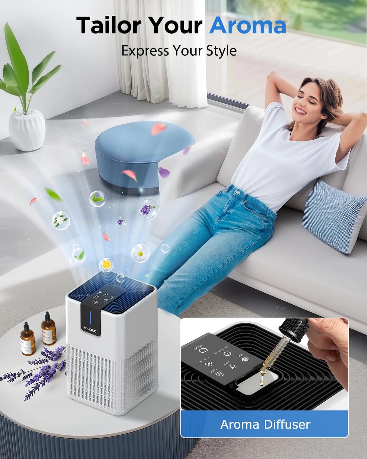 Air Purifiers for Home Large Room 1250 Ft²,MOOKA H13 HEPA Air Purifier for